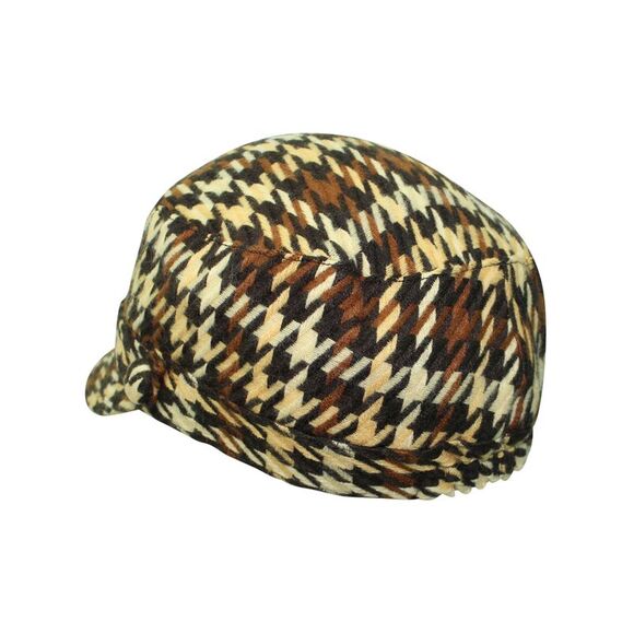 Houndstooth Plaid Cadet Cap Hat - Picture 4 of 4